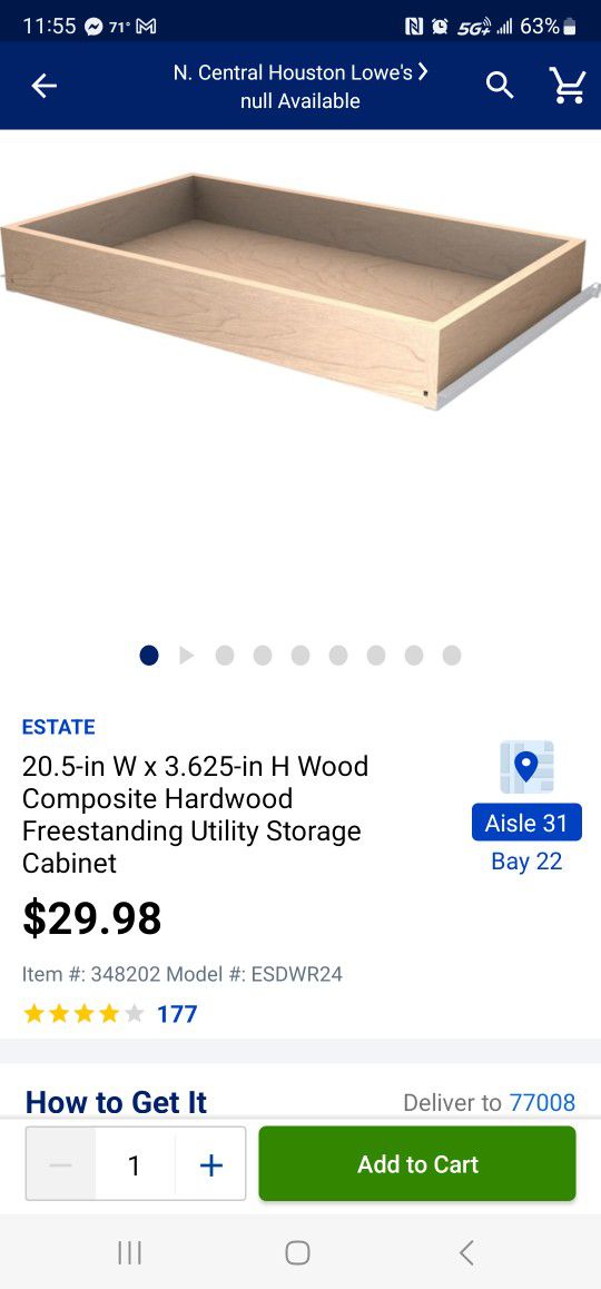 Estate 20.5-in W x 3.625-in H Wood Composite Hardwood Freestanding Utility  Storage Cabinet