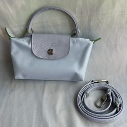 Longchamp Le Pliage Sky Blue Mini Handbag With Strap