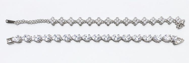 Silver Crystal Tennis Bracelets – Set of 2