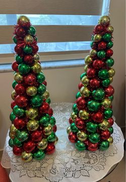Christmas Ornament Ball Tree Decorations Set of 2