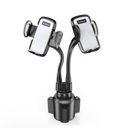 Sopownic Dual Phone Holder for Car Cup Holder Long Flexible Neck 360° Rotatable