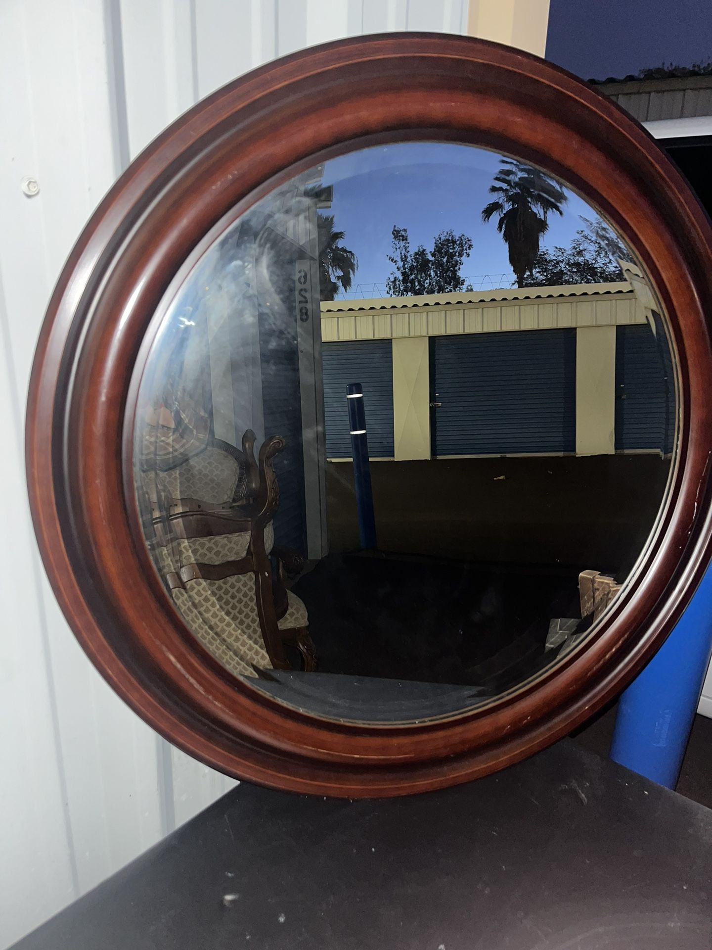 Dark Brown Wooden Framed Circular Mirror **Pick Up At 67th Glendale