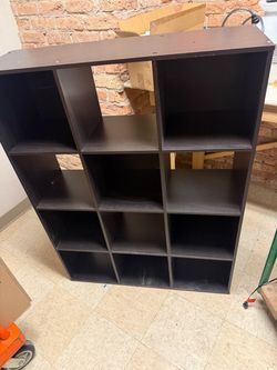 Dark Brown 12-Cube Storage Shelf Unit