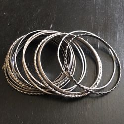 Vintage Sterling Silver Bangle Bracelets 