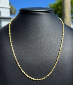 Jewelry 14k solid yellow gold Rope necklace chain 24.00" 3.00mm w lobster lock