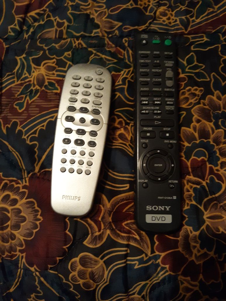 DVD tv remotes sony and Phillips