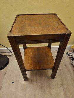 Vintage Wood Side Table with Lower Shelf