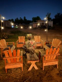 Set of 8 wood table and chairs