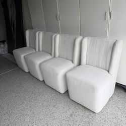 New!! Arhaus set of 4 outdoor dining chairs  on casters perennial performance fabric