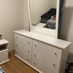White Dresser And Night Stand 