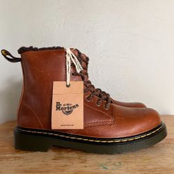 Dr Martens Faux Fur Lined Boots Size 3 Brown Caramel New with Tags 