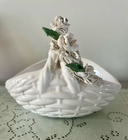 Decorative ceramic basket, handmade