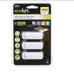 GOOD EARTH ECOLIGHT LED DRAWER & TASK LIGHTS-3 PACK 
TWO 3packs for $10