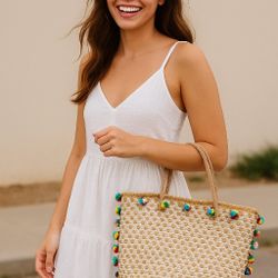 👜 Cute Woven Tote Bag 🌞 Boho Style • New with Tags!♥️♥️