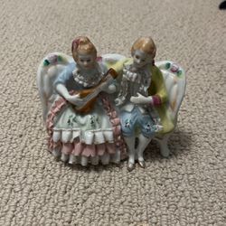 Victorian Couple on a Bench - Japan - Bone China Lace