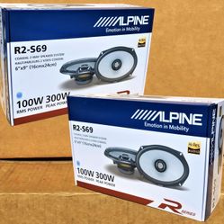 Alpine R Series Car Speakers 2 Sets 6"x9" 2-Way Coaxial Speaker System 600 Watts R2-S69 Package 🚨 Payment Options Available 🚨 No Credit Needed 🚨 