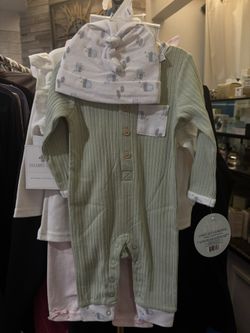 Attitude Baby 2 Pc Set 3-6 Months, Henley Coverall & Hat
