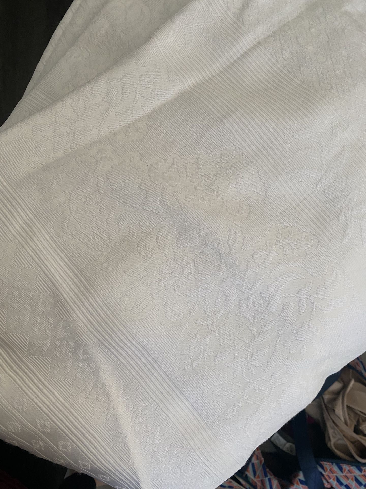 2 White Cloth Tablecloths 