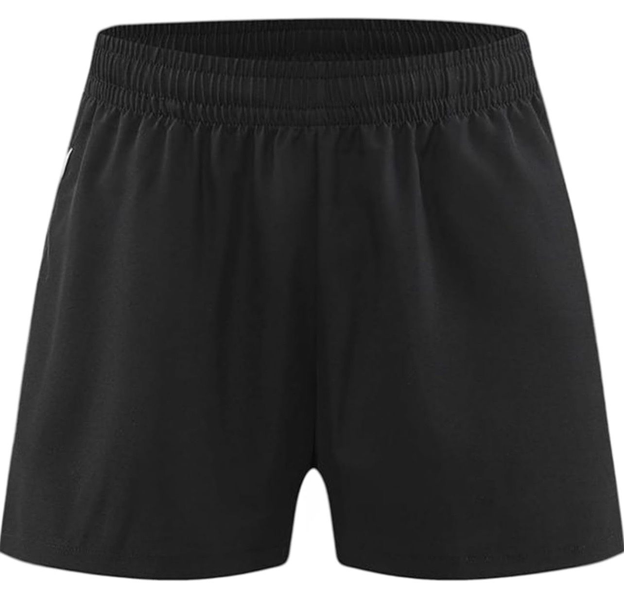 Black xl size Men's Athletic Workout Shorts, Polyester Spandex Blend, Asymmetric Hem