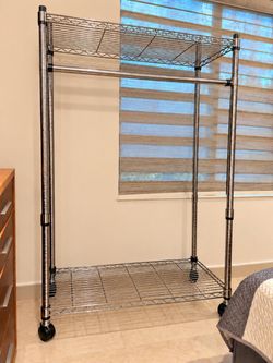 Heavy Duty Metal Rolling Wardrobe closet with cover