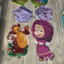 New masha bear theme birthday foil balloon And Background 