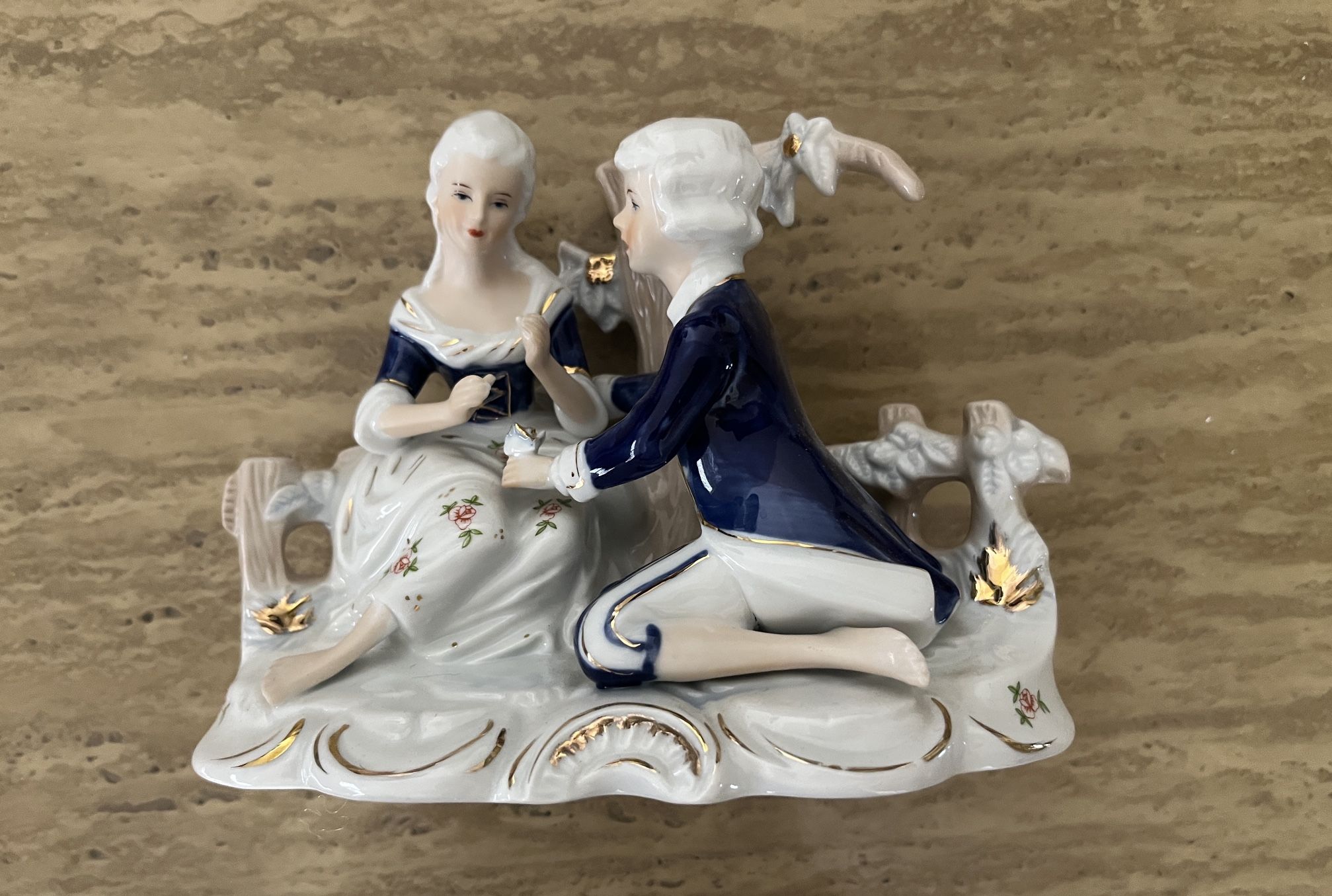 Cobalt Blue And White German (KPM) Porcelain Figurine