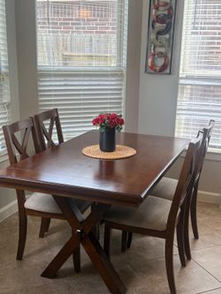 Wood Dining Table with 4 Chairs