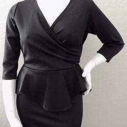 Sexy Diva Fit & Flare Peplum Mermaid Maxi Dress Black Plus 1XL