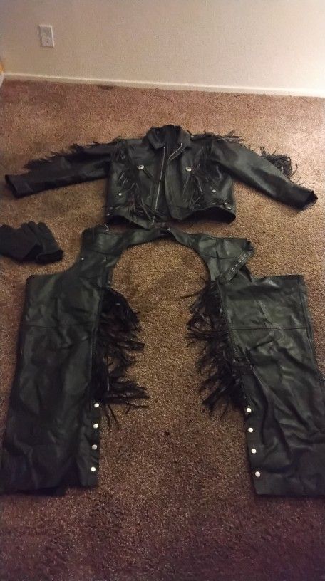Harley Davidson Full Real Ginuine Leather Jacket And Pants Set With Fring Very Rare 2XL