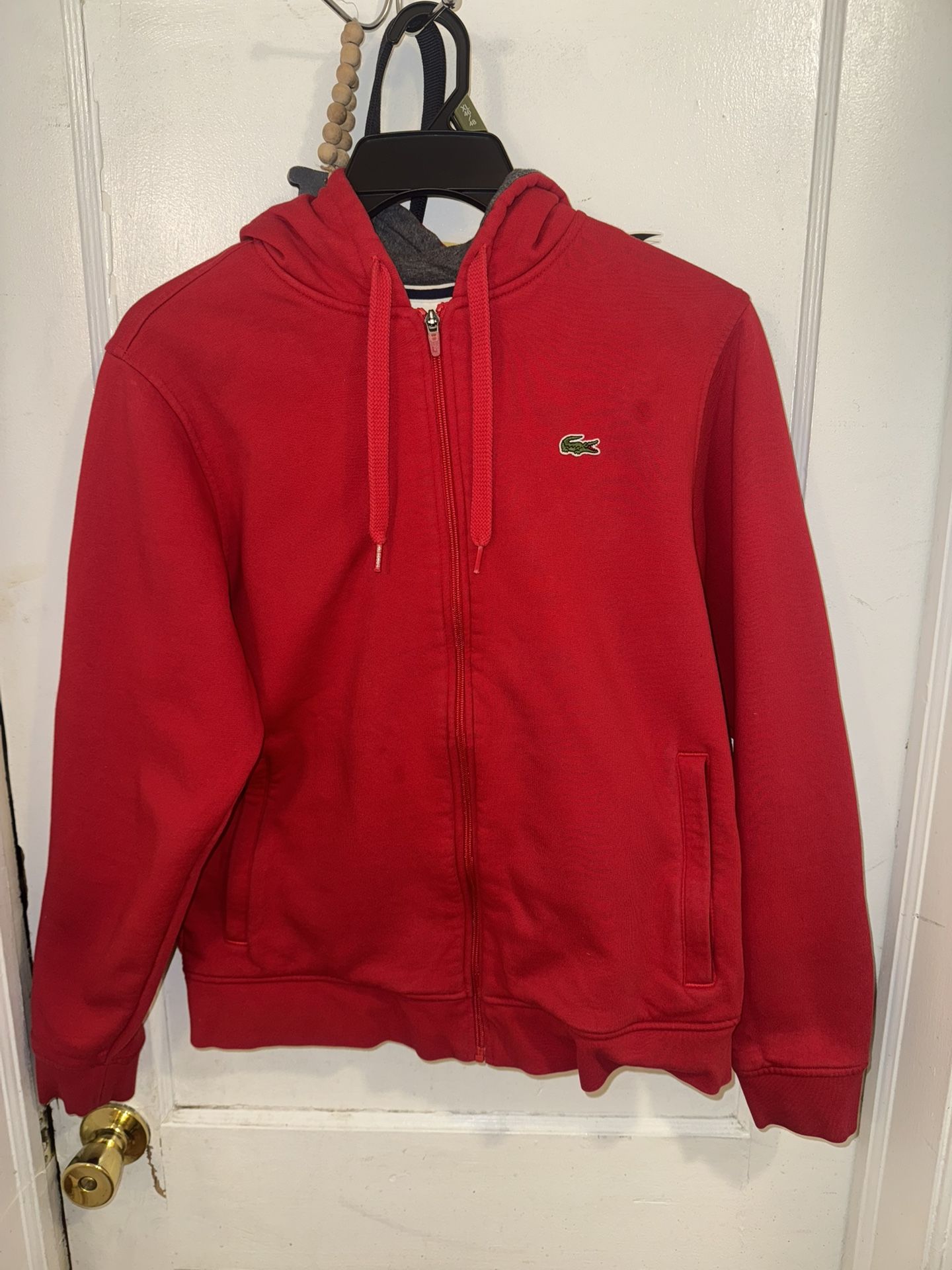 Red Lacoste hoodie size L