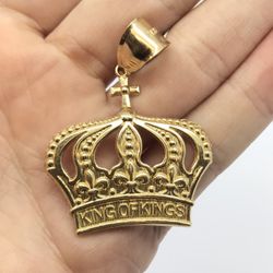 Gold Pendant Crown 14K New 