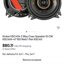 Pair Kicker 47KSC404 KSC404 4" 75 Watt 2-Way Car Stereo Speakers KSC40