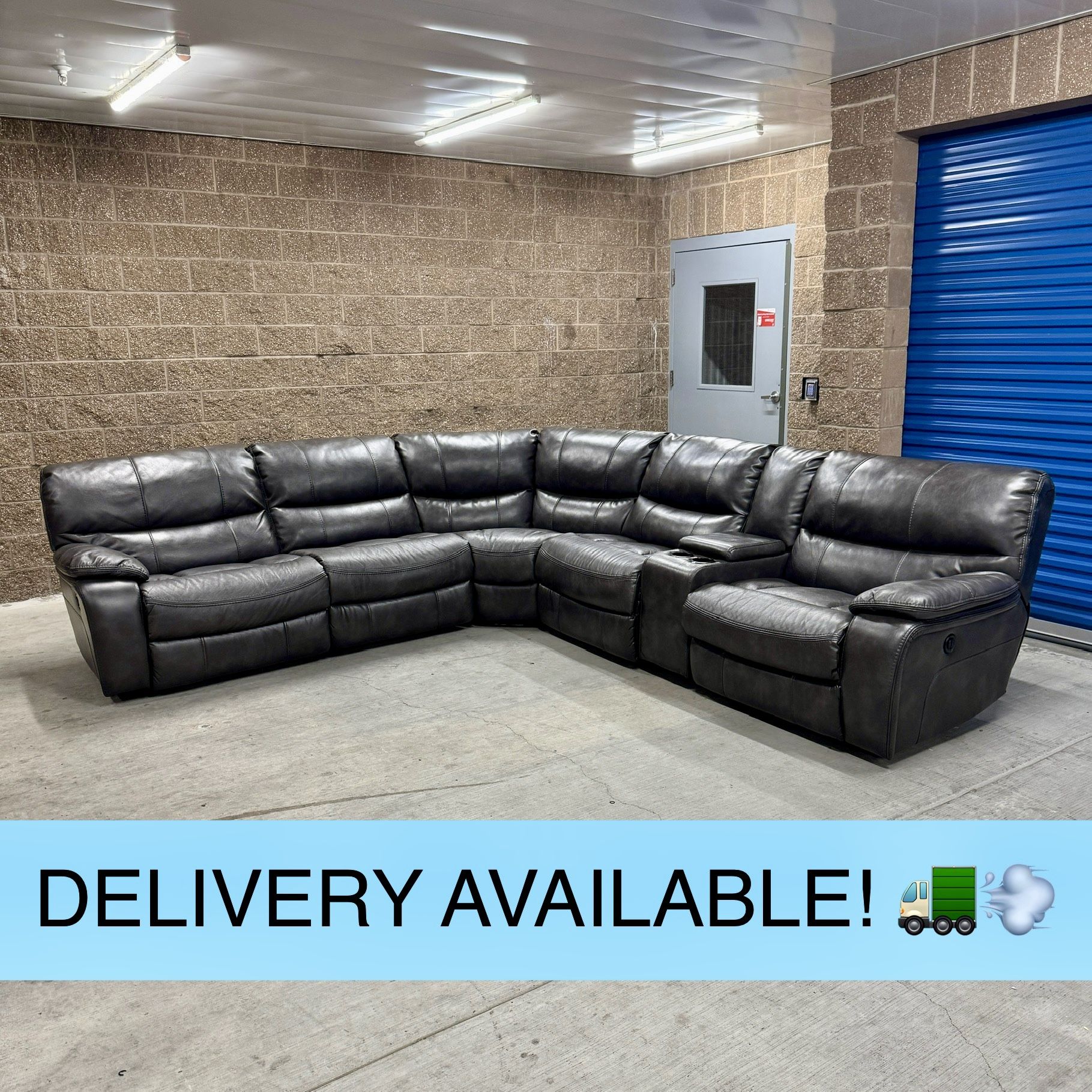 Gray Real Leather 6-Piece Reclining L Sectional Couch Sofa from Ashley Furniture (DELIVERY AVAILABLE! 🚛💨)
