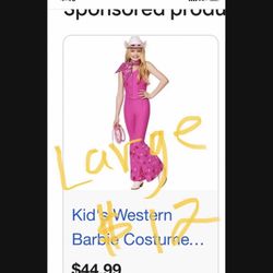 Halloween Costume Barbie Cowgirl Size Large 