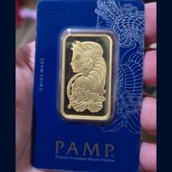 1 oz Gold Bar Pamp Lady Fortuna