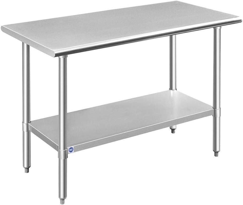 ROCKPOINT Stainless Steel Table Prep & Work 24"x48", NSF Metal Commercial Heavy Duty Adjustable