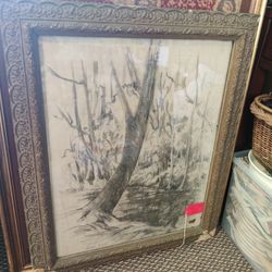 FRAMED CHARCOAL ART BY HAZEL KING