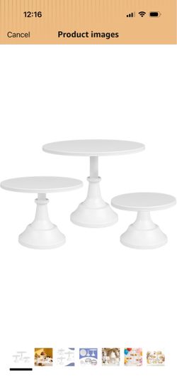 3 Piece White Cake Stand,8/10/12 Inch,Metal Round Cake Holder Cake Stand Set,Dessert Display Stands,Table Decorations,Wedding,Birthday,Parties,Reusabl