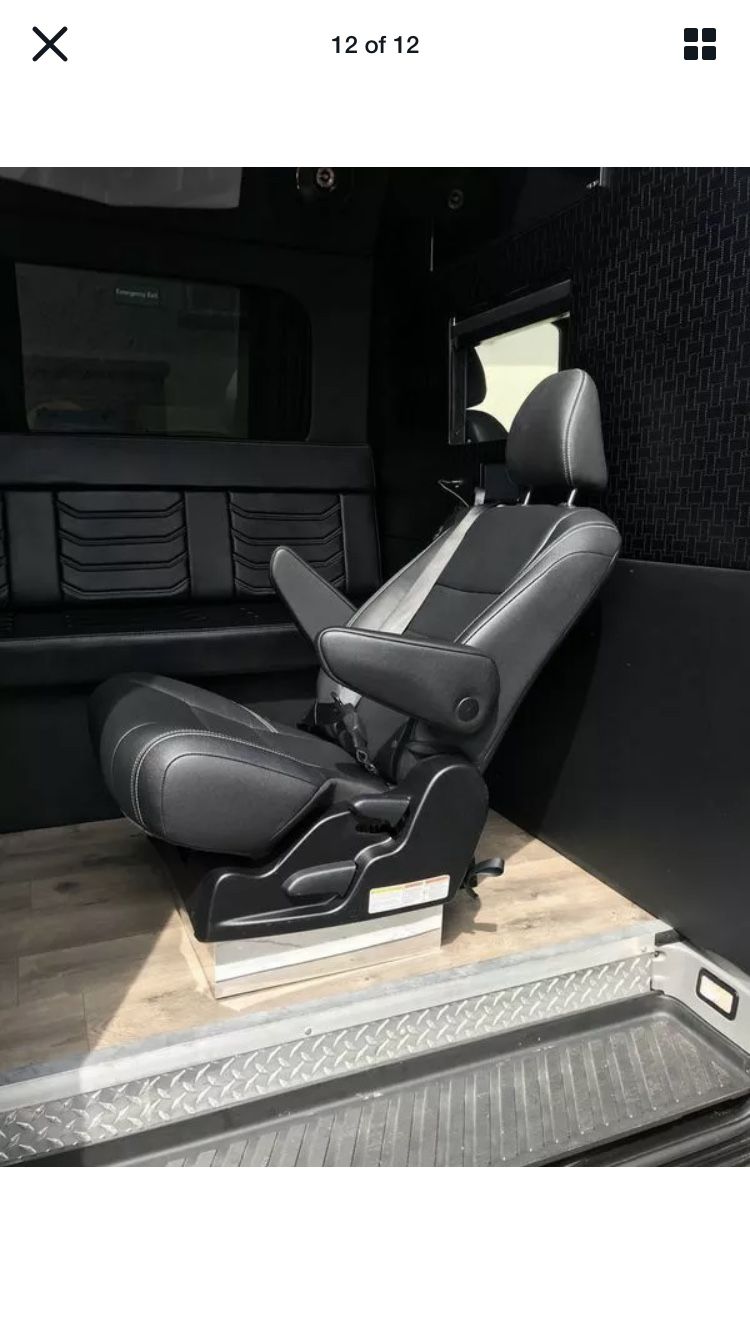 Black Leather Captain Seats For Sprinter Van, Transit, Econoline, Van