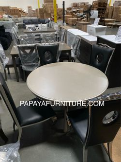 Clearance Round Dining set, Round table and chairs, Table, chairs, Champagne Table Top, Kitchen Table, Black Dining Chairs, Table and Chairs . Dimensi