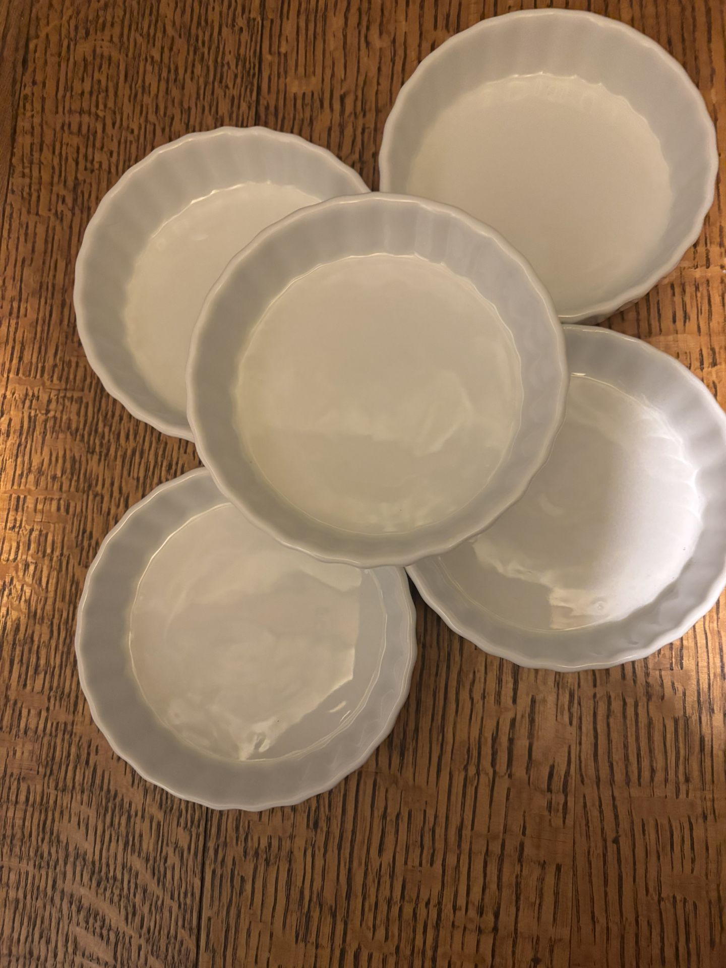 (5) 5 inch diameter, bone white crème brûlée dishes