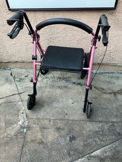 Pink 4-Wheel Rollator Walker with Seat