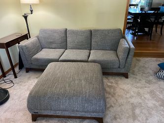 Brown Article Sofa and Ottoman