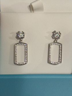 Earrings, Moissanite-vs, 1ct White Gold Filled w/out Box