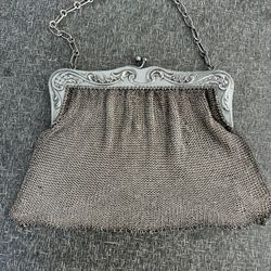 Art deco 1920s Antique Silver Chain Mesh Bag