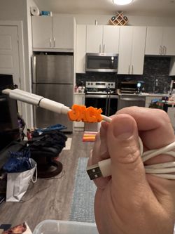 USB-flash Cord W Flash To USB-C Converter Attached With JACK In Orange Attached