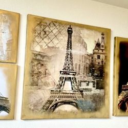 Paris, Eiffel Tower, Gallery, Art Canvas Set