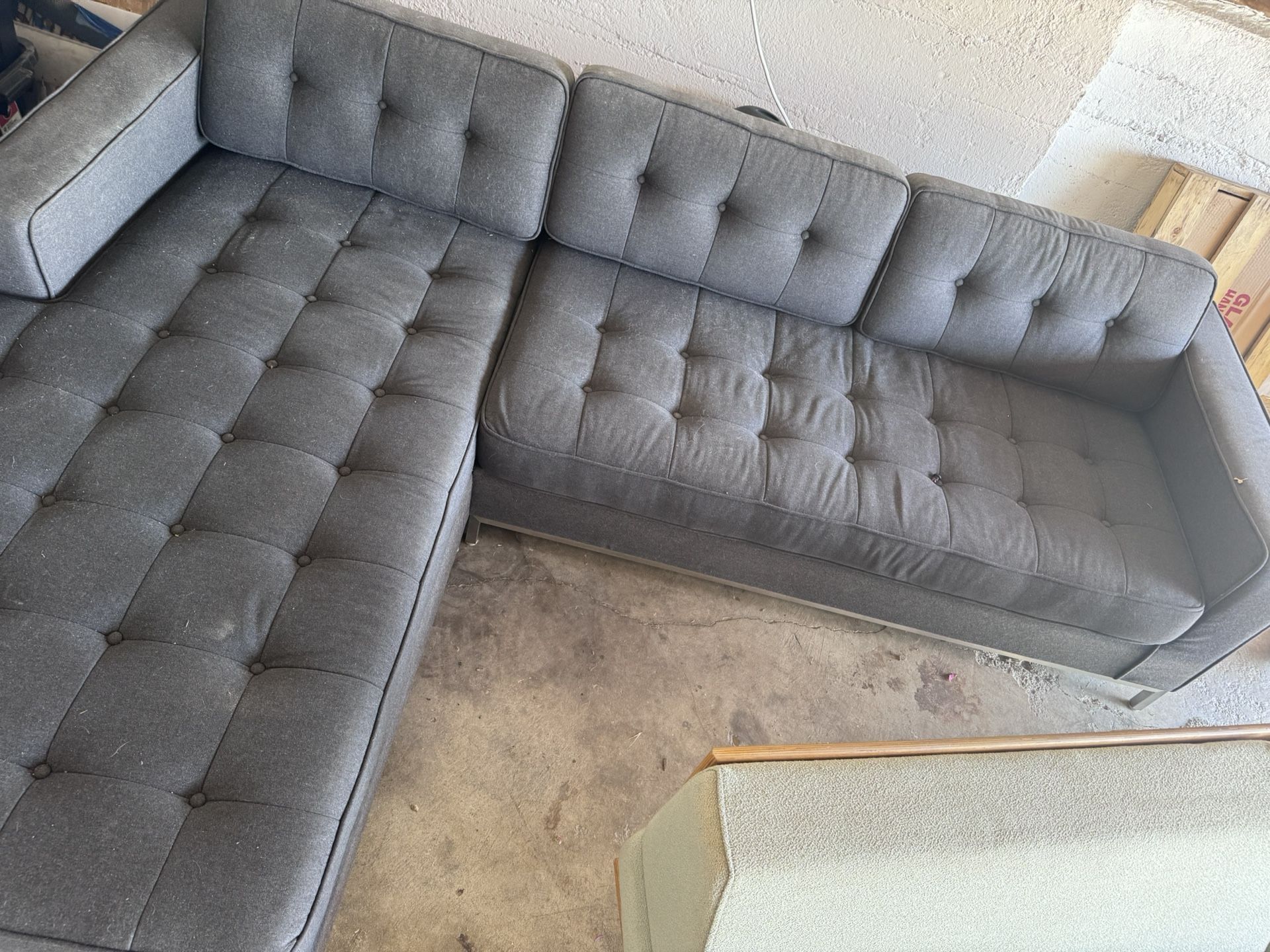 big GUS grey flannel sectional couch