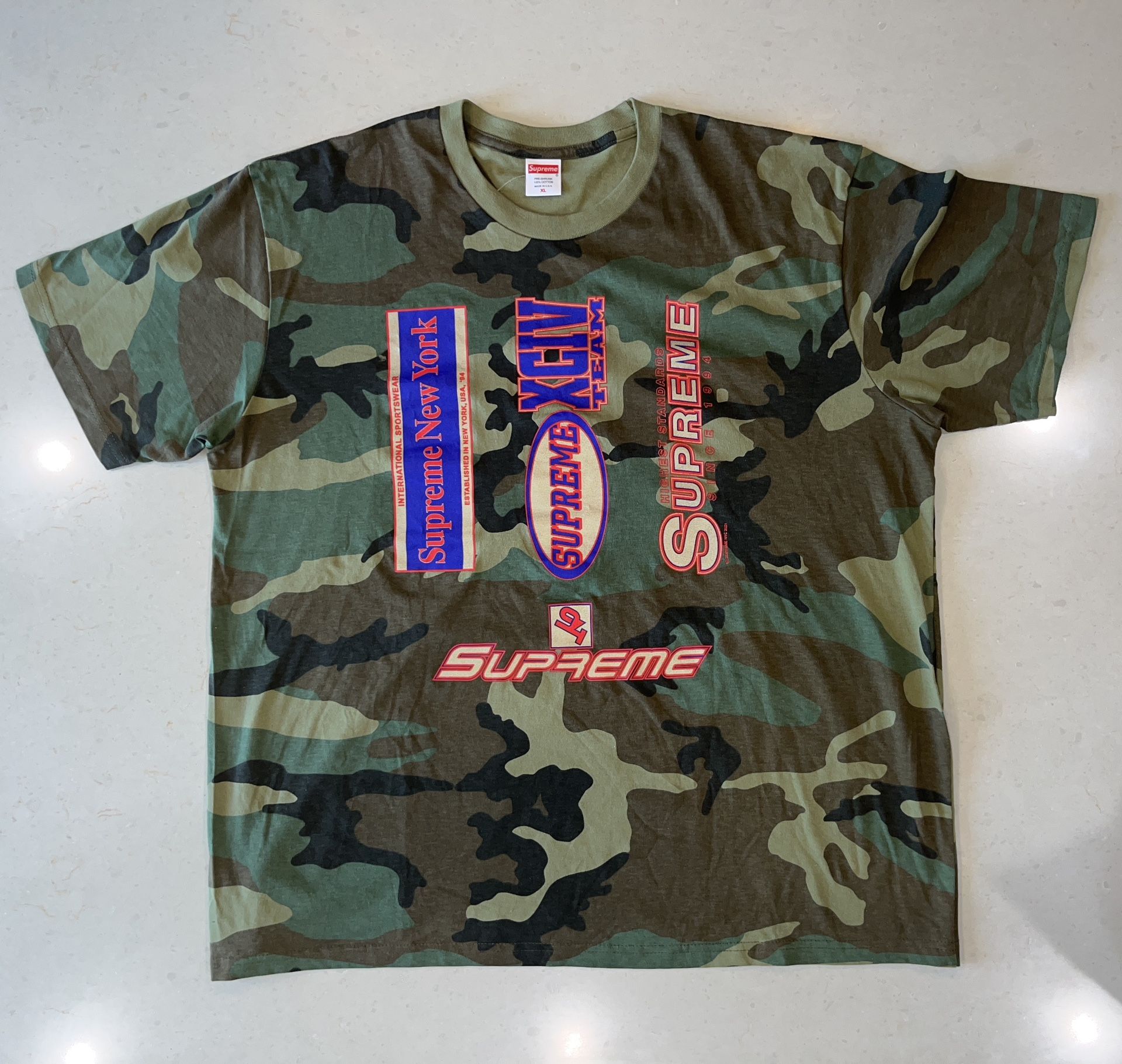Supreme Multi Logos Woodland Camo Tee