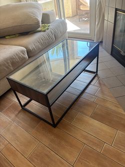 Glass Top Coffee Table with Metal Frame